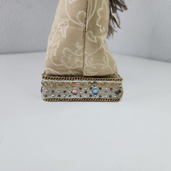 Mary Frances Beaded Quilted Silk Evening Bag Jeweled Feather Accent Purse Handba - Picture 6 of 15